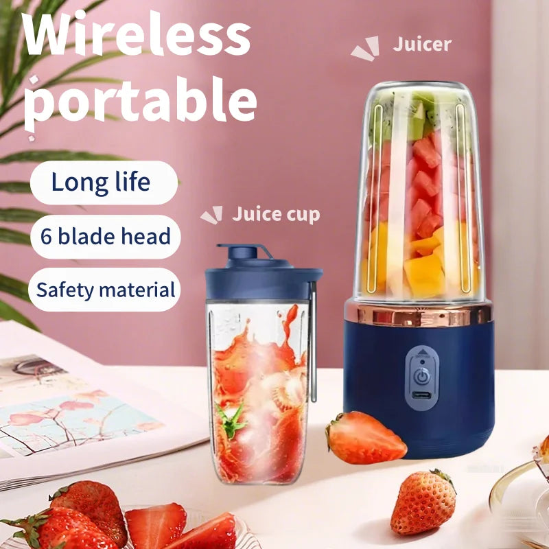 Portable Blender Bottle Electric 6 Blades Multifunction Juice Blender Fresh Juic
