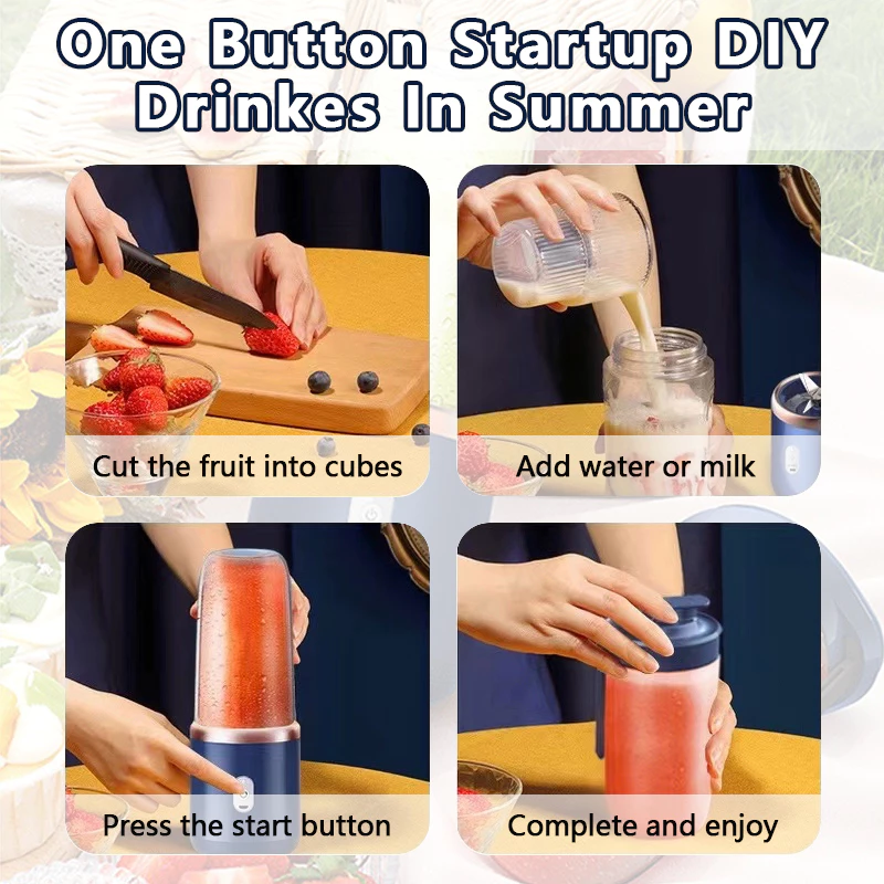 Portable Blender Bottle Electric 6 Blades Multifunction Juice Blender Fresh Juic