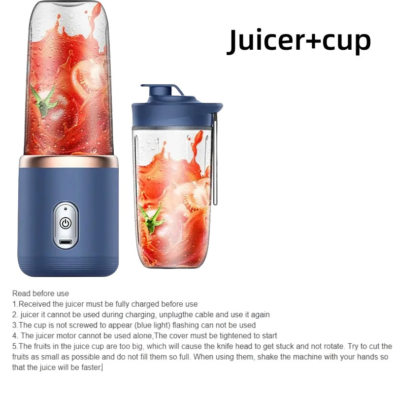Portable Blender Bottle Electric 6 Blades Multifunction Juice Blender Fresh Juic