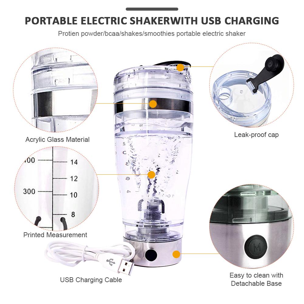 450ML Electric Protein Shaker USB Shaker Bottles Milk Coffee Blender Water Bottl